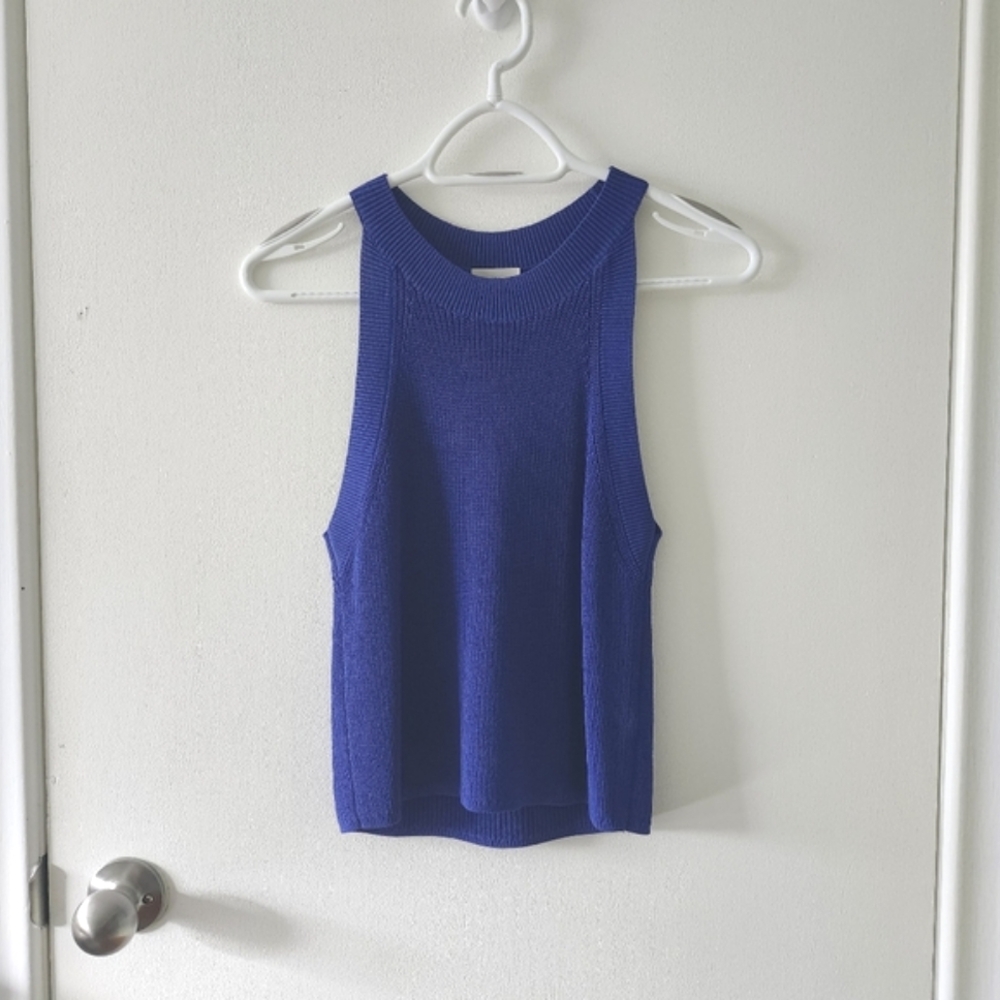 Aritzia Wilfred Knit Halterneck Tank in Blue